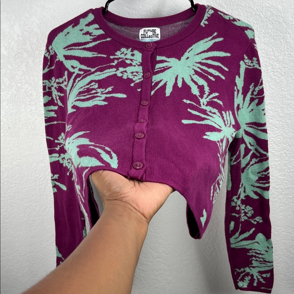 Future Collective Gabriella Karefa Johnson Sweater Knit Sz S Button Down Cropped - Picture 8 of 8